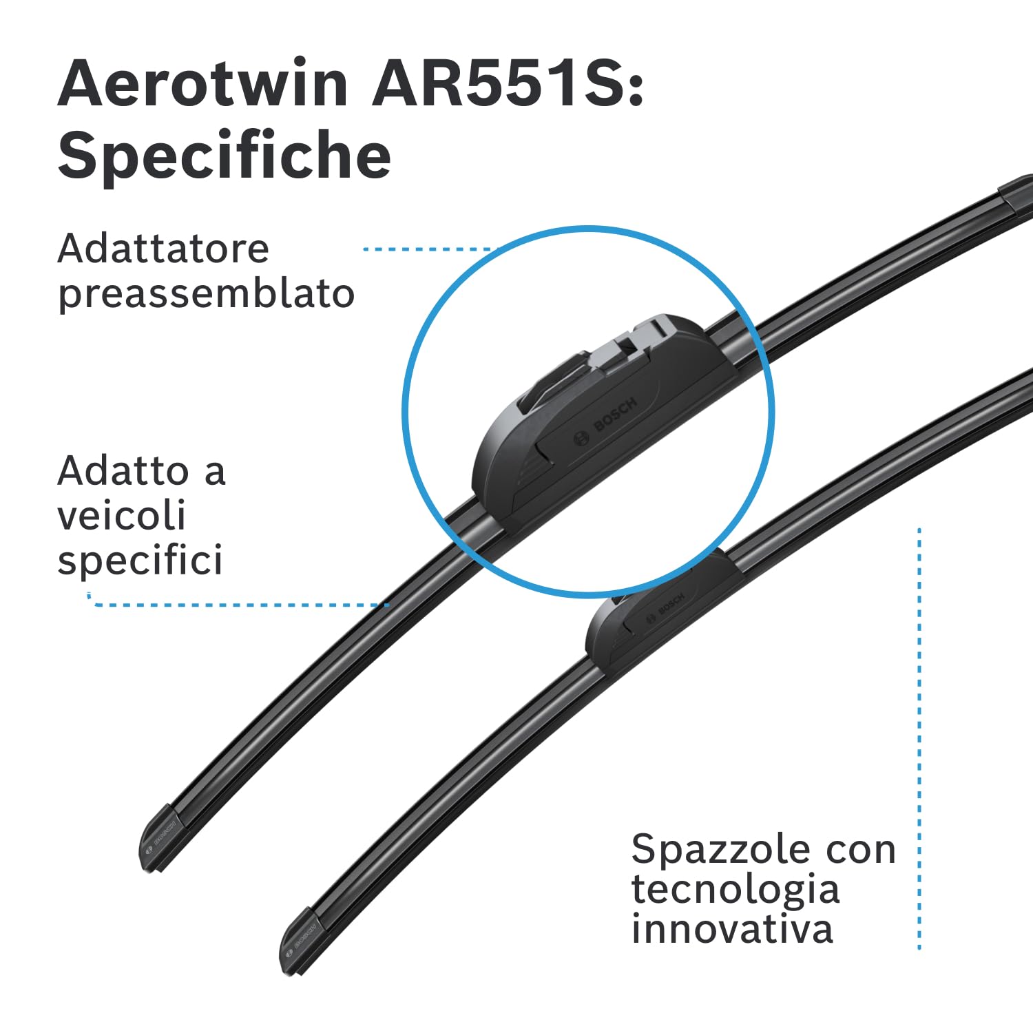 Bosch Aerotwin AR551S spazzole tergicristallo 550/500 mm, set 2 flat blade