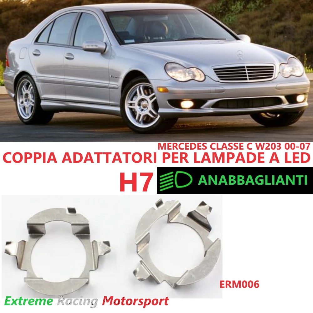 Xtreme Racing Accessori per Illuminazione LED ERM006 Mercedes Classe C W203 adattatori H7 2 pezzi
