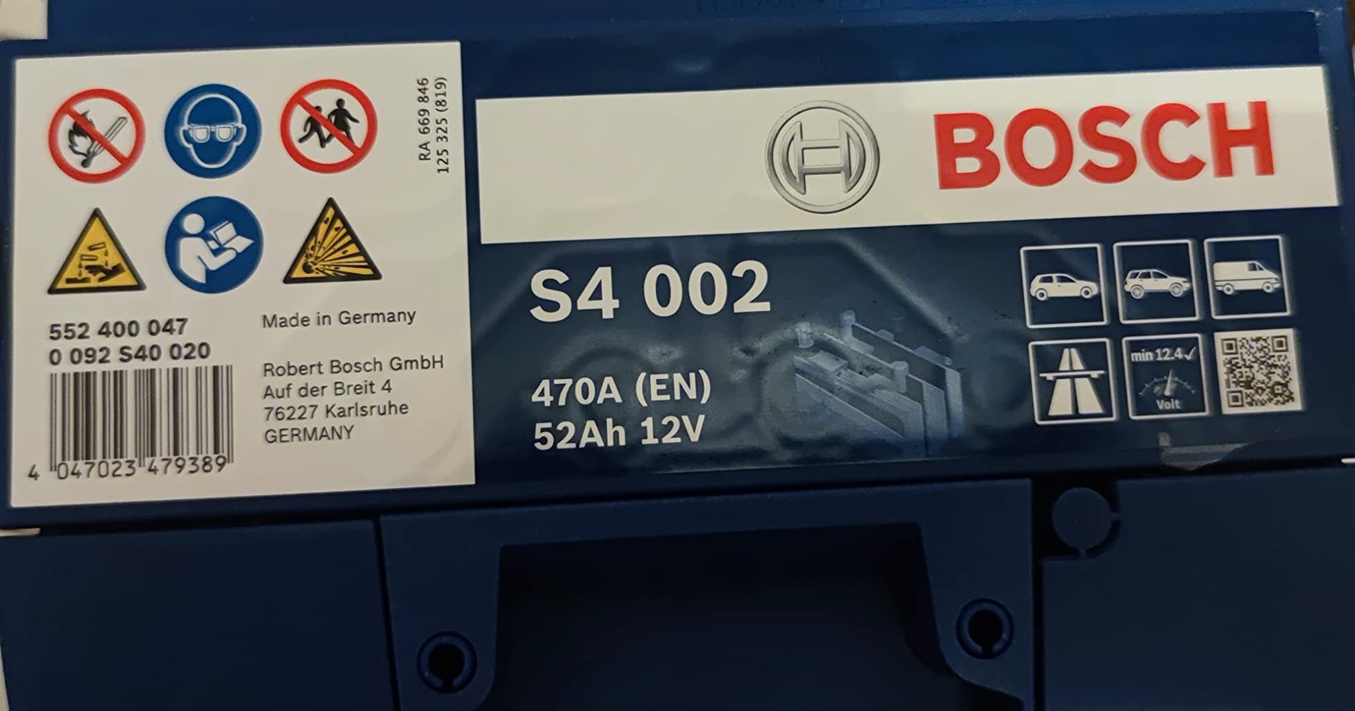 Bosch Batterie S4002 batteria avviamento 52 Ah 470 A 12 V polo positivo destra