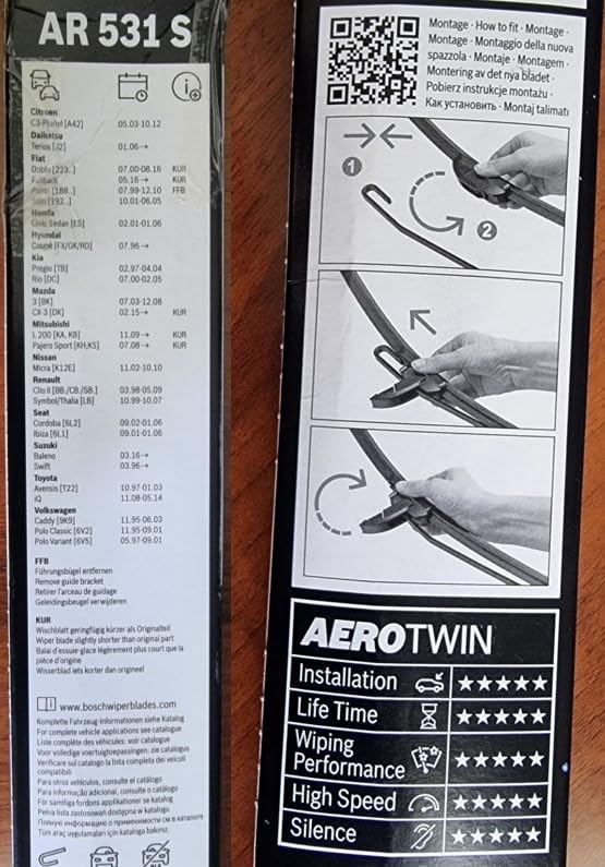 Bosch Spazzole tergicristallo Aerotwin AR531S anteriori 530/450 mm
