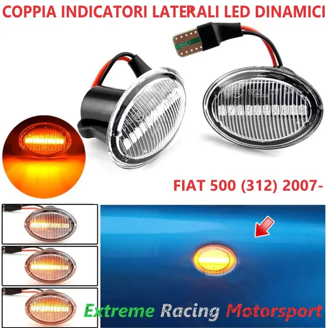 Xtreme Racing Indicatori di Direzione LED Dinamici Fiat 500 07- coppia fumé IP68