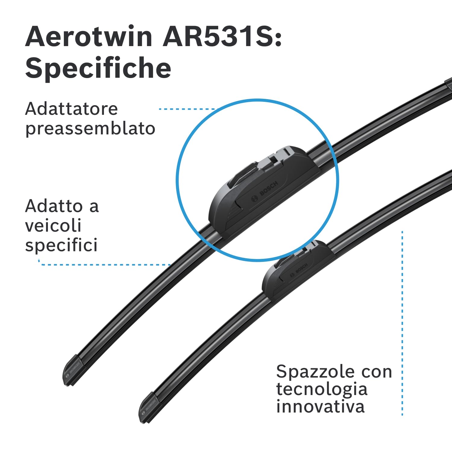 Bosch Spazzole tergicristallo Aerotwin AR531S anteriori 530/450 mm