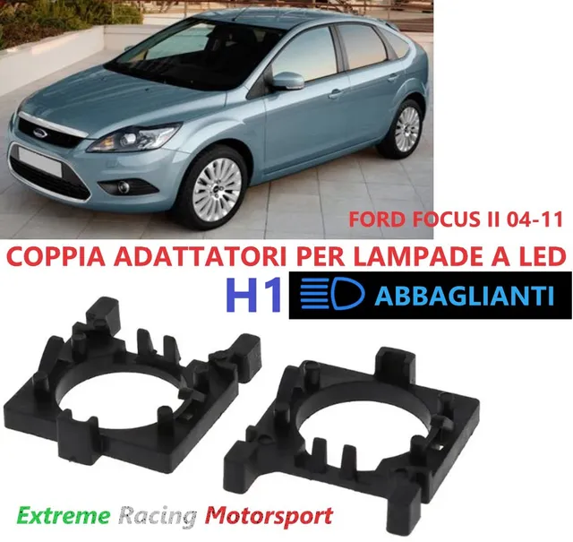 Xtreme Racing Accessori per Illuminazione LED Adattatori Portalampade a Led ERM013 Ford Focus II 04-11 adattatori H7 ABS