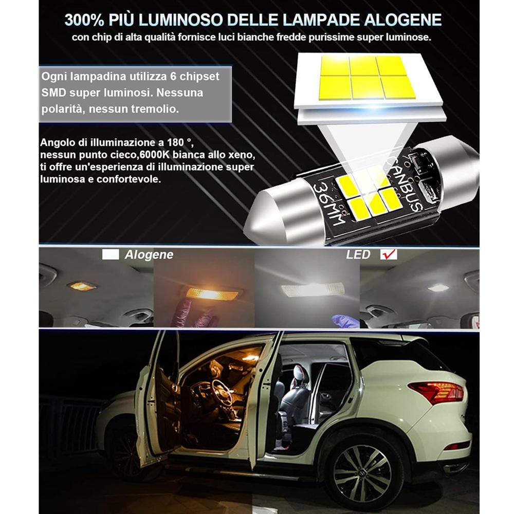 Xtreme Racing Lampadine LED Coppia C5W 39 mm ERM C5W-39 bianche CANBUS