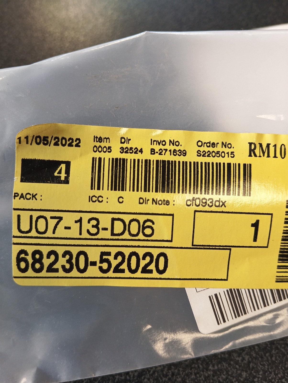 Pomili Cristalli Guarnizione vetro portiera posteriore sinistra Toyota Yaris Verso 68230-52020 nuova