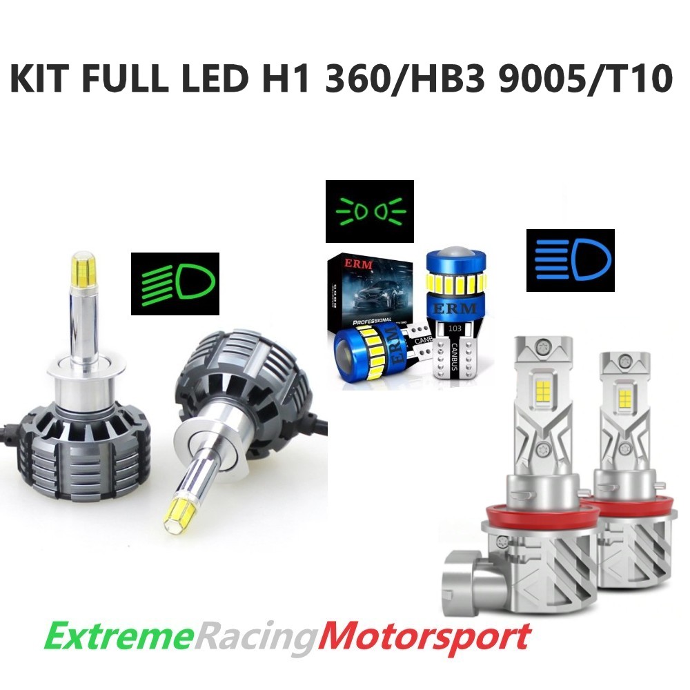Xtreme Racing Kit Illuminazione LED T10 H1 360° 20K HB3 9005 kit lampade 6000K