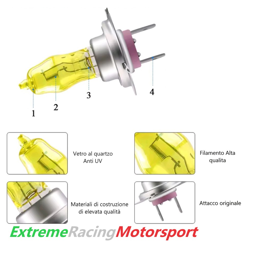 Xtreme Racing Lampadine LED ERM H4 alogene 2800K coppia gialla