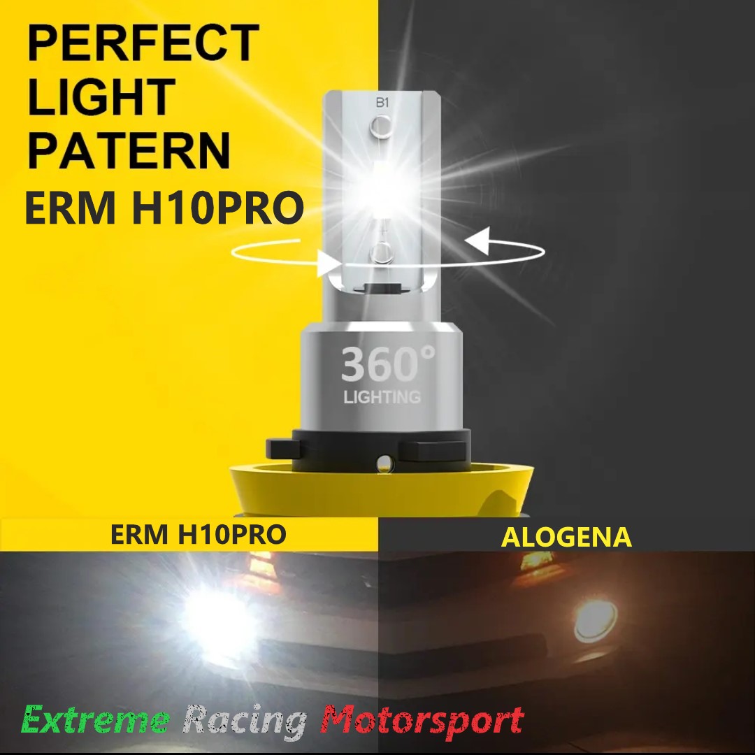 Xtreme Racing Lampadine LED ERM H10 1860 CPS lampadine H10, coppia 6500K 16000 lumen