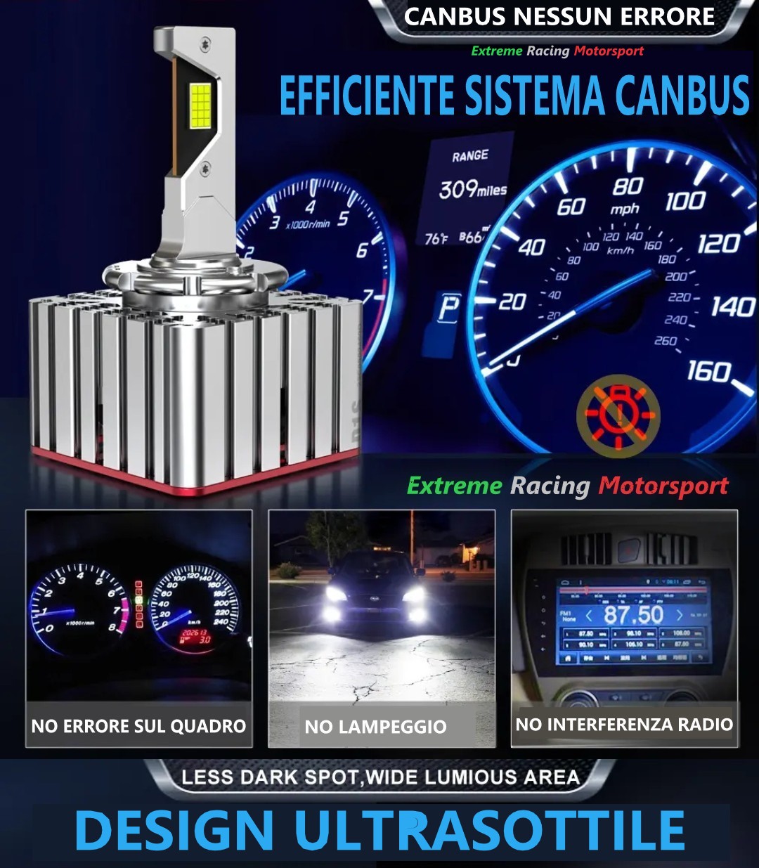 Xtreme Racing Kit Illuminazione LED Kit Conversione Lampade Led DSeries EVO D3S kit LED D3S 28000 lumen