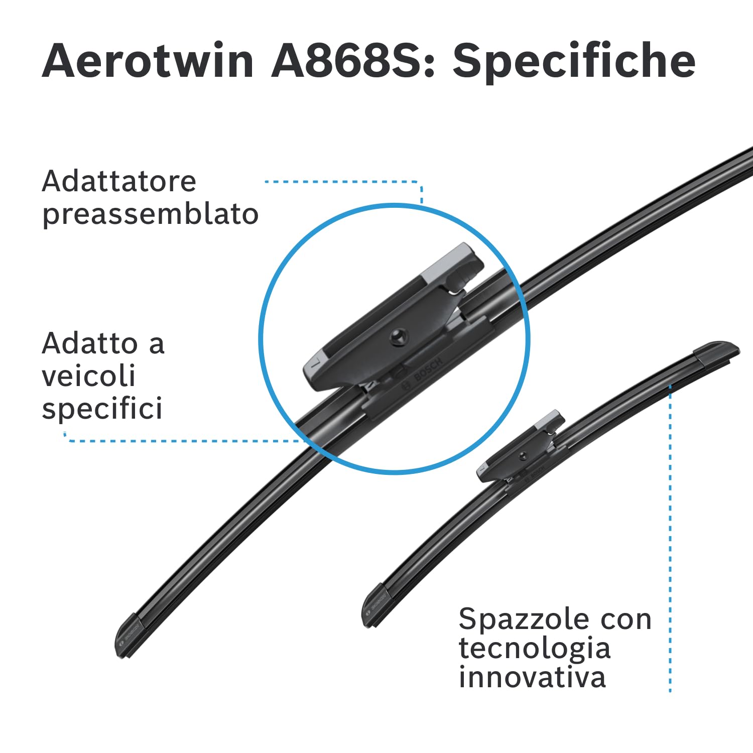 Bosch Spazzole tergicristallo Aerotwin A868S set anteriore 650/340 mm