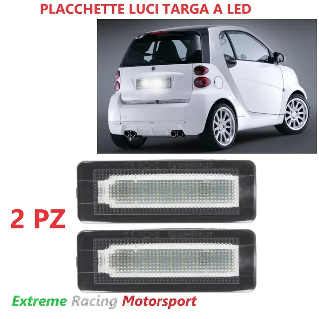 Xtreme Racing Accessori Illuminazione LED Placchette luci targa Smart 451 07-14 coppia bianche waterproof