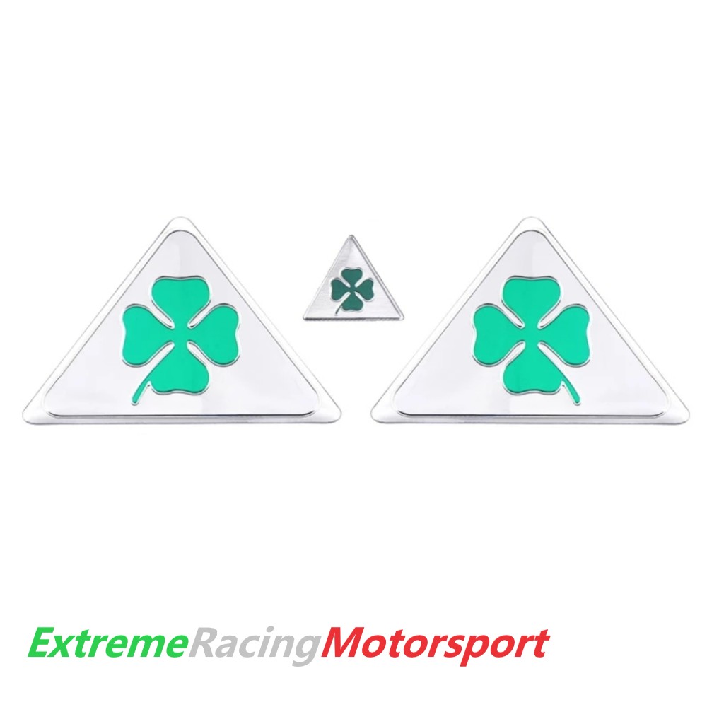 Xtreme Racing Decorazioni Auto e Adesivi Set 3 Stemmi Alluminizzati Quadrifoglio Verde