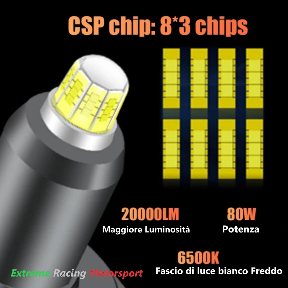 Xtreme Racing Lampadine LED ERM R7 360° H7 lampade 6000K decoder PRO