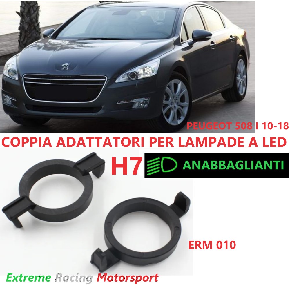 Xtreme Racing Accessori per Illuminazione LED ERM010 Peugeot 508 10-18 adattatori H7 coppia ABS