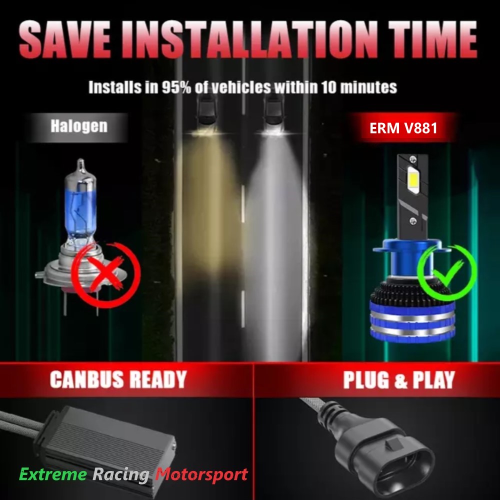 Xtreme Racing Lampadine LED ERM V881 H1 H7 coppia 6000 K Canbus