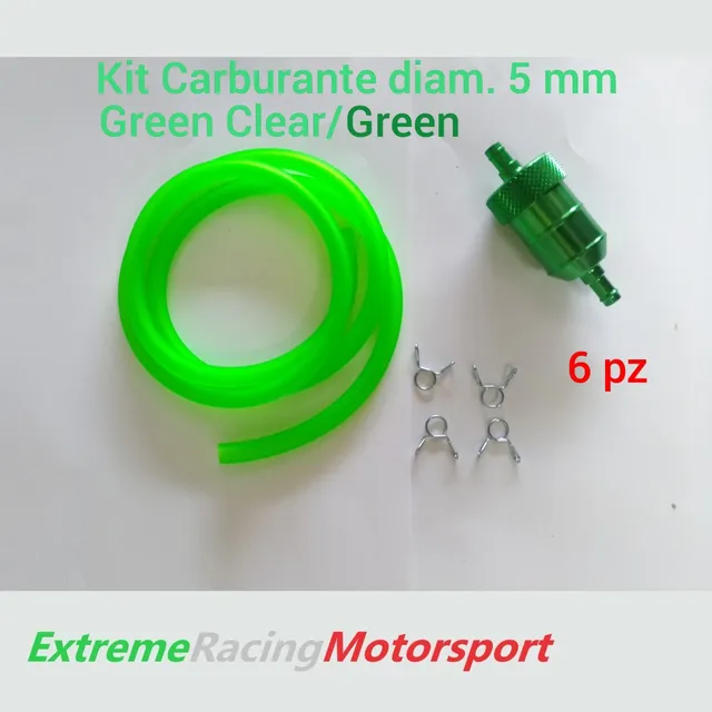 Xtreme Racing Impianto Carburante e Regolatori di Pressione tubo carburante 5 x 7 mm 1 m Green Clear con filtro