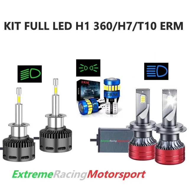 Xtreme Racing Kit Lampade FULL LED T10/H1 360° 40K/H7 kit luci auto 6000K