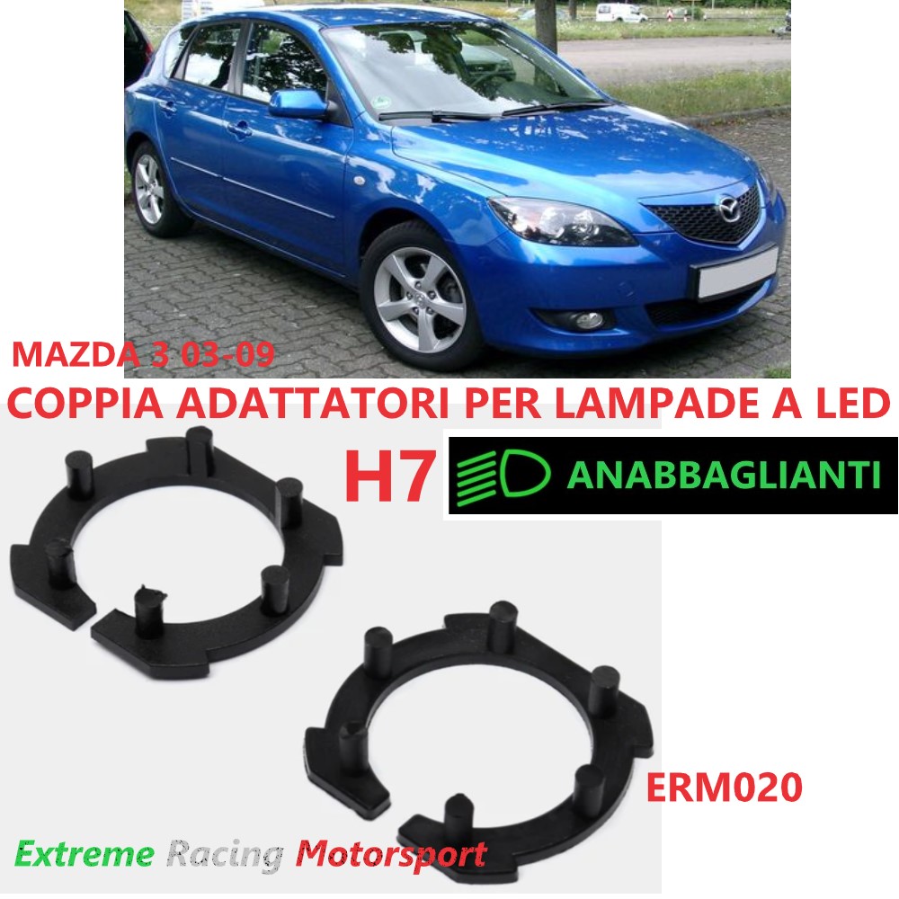 Xtreme Racing Accessori per Illuminazione LED Adattatori Portalampade a Led ERM020 Mazda 3 03-09 H7 coppia
