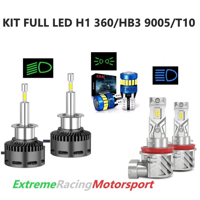 Xtreme Racing Kit Illuminazione LED T10/H1 360° 40K/HB3 9005 PP lampade 6000K