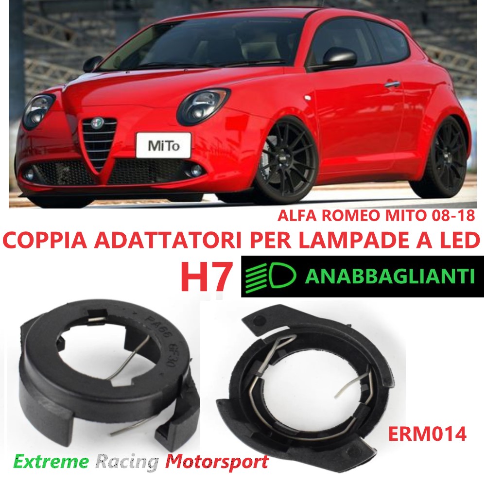 Xtreme Racing Accessori per Illuminazione LED ERM014 Alfa Romeo Mito adattatori H7 ABS coppia