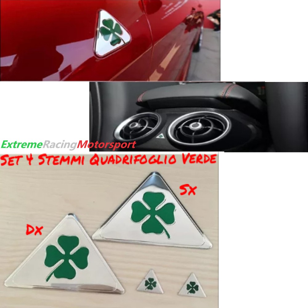 Xtreme Racing Decorazioni Auto e Adesivi Quadrifoglio Verde stemmi alluminio set 4 biadesivi