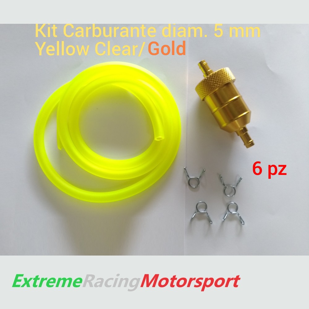 Xtreme Racing Impianto Carburante Kit Tubo Siliconico Carburante 6 PZ 5×7 mm Yellow Clear/Gold
