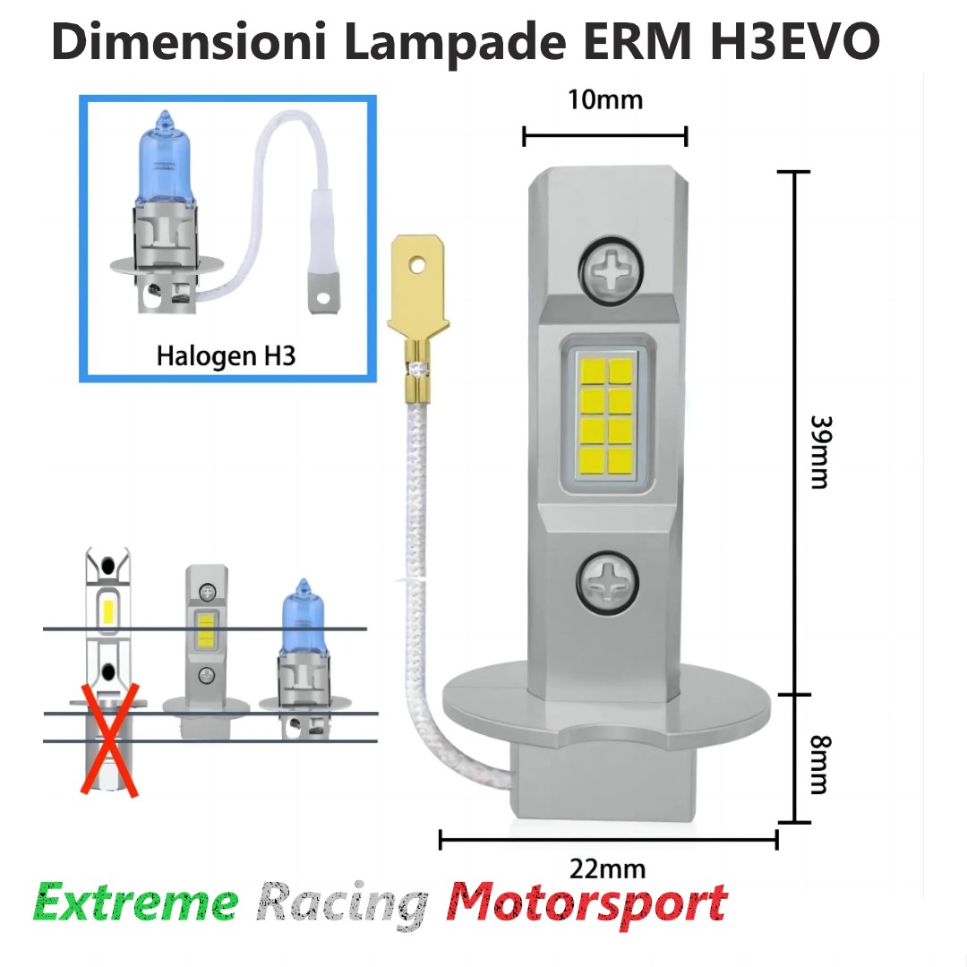 Xtreme Racing Lampadine LED ERM EVO CPS 3570 H3 bianche 6000K coppia