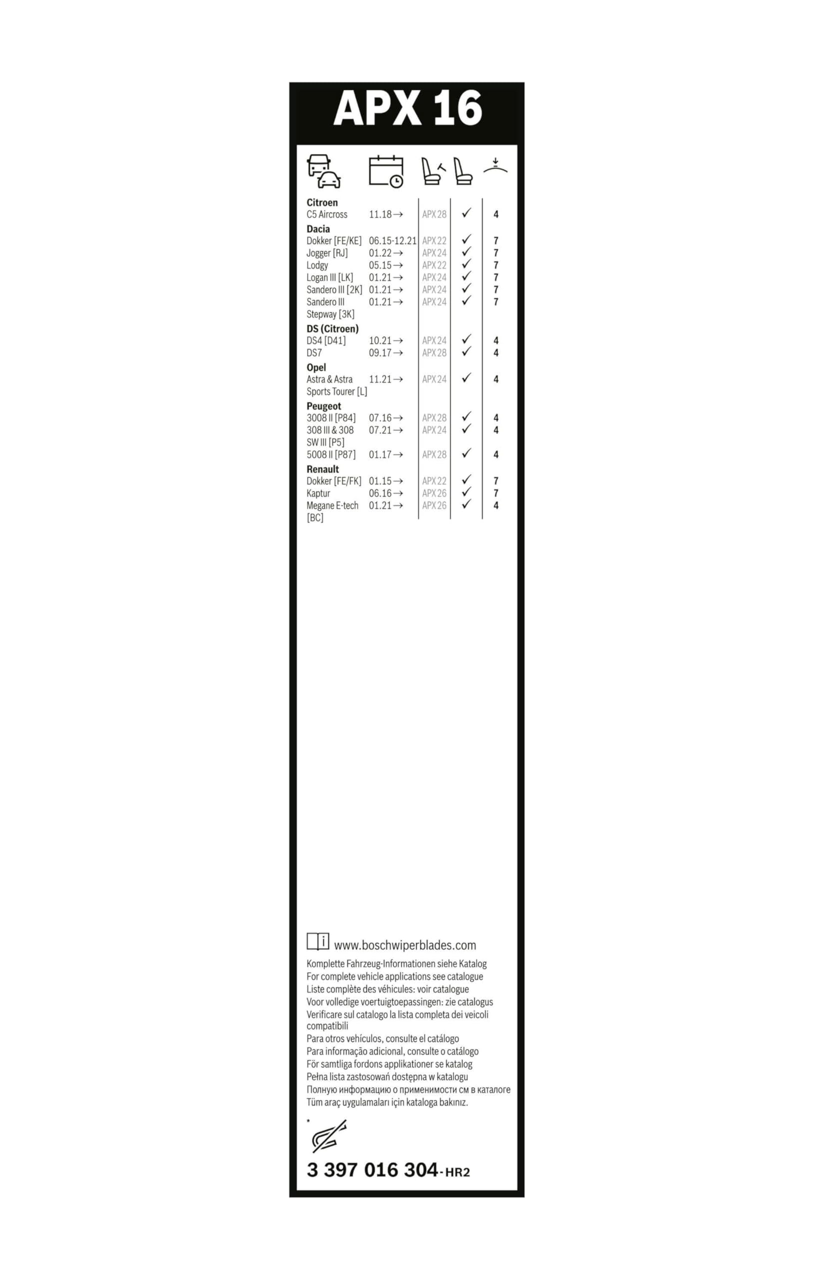 Bosch HCP Spazzole tergicristallo Automotive APX16 tergicristallo 400 mm silenzioso
