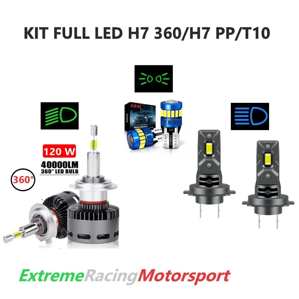 Xtreme Racing Kit Illuminazione LED Lampade Full LED T10/H7 360° 40K/H7 PP Bianco 6000K