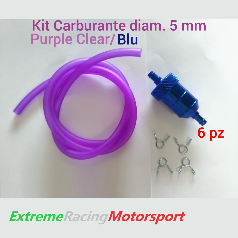 Xtreme Racing Impianto Carburante tubo siliconico 5×7 mm 1 m viola filtro blu