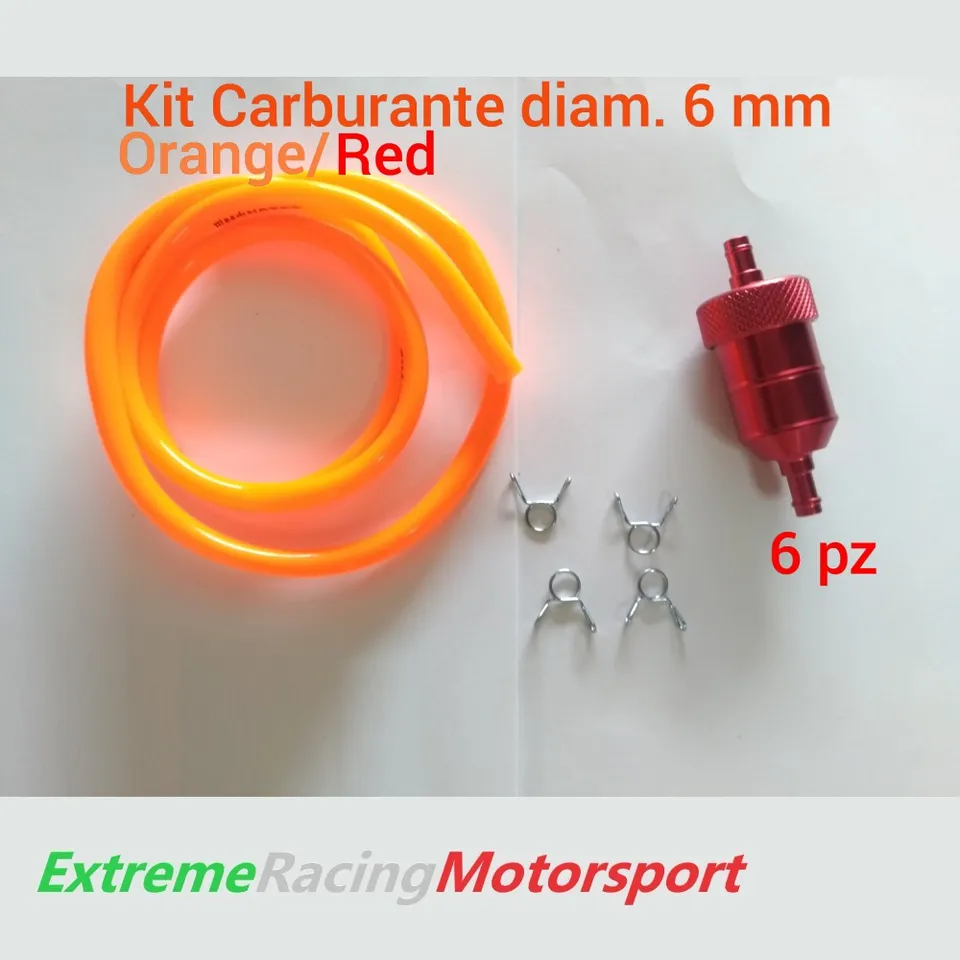 Xtreme Racing Impianto Carburante Kit Tubo Silicone 5×7 mm Orange/Rosso 6 pz