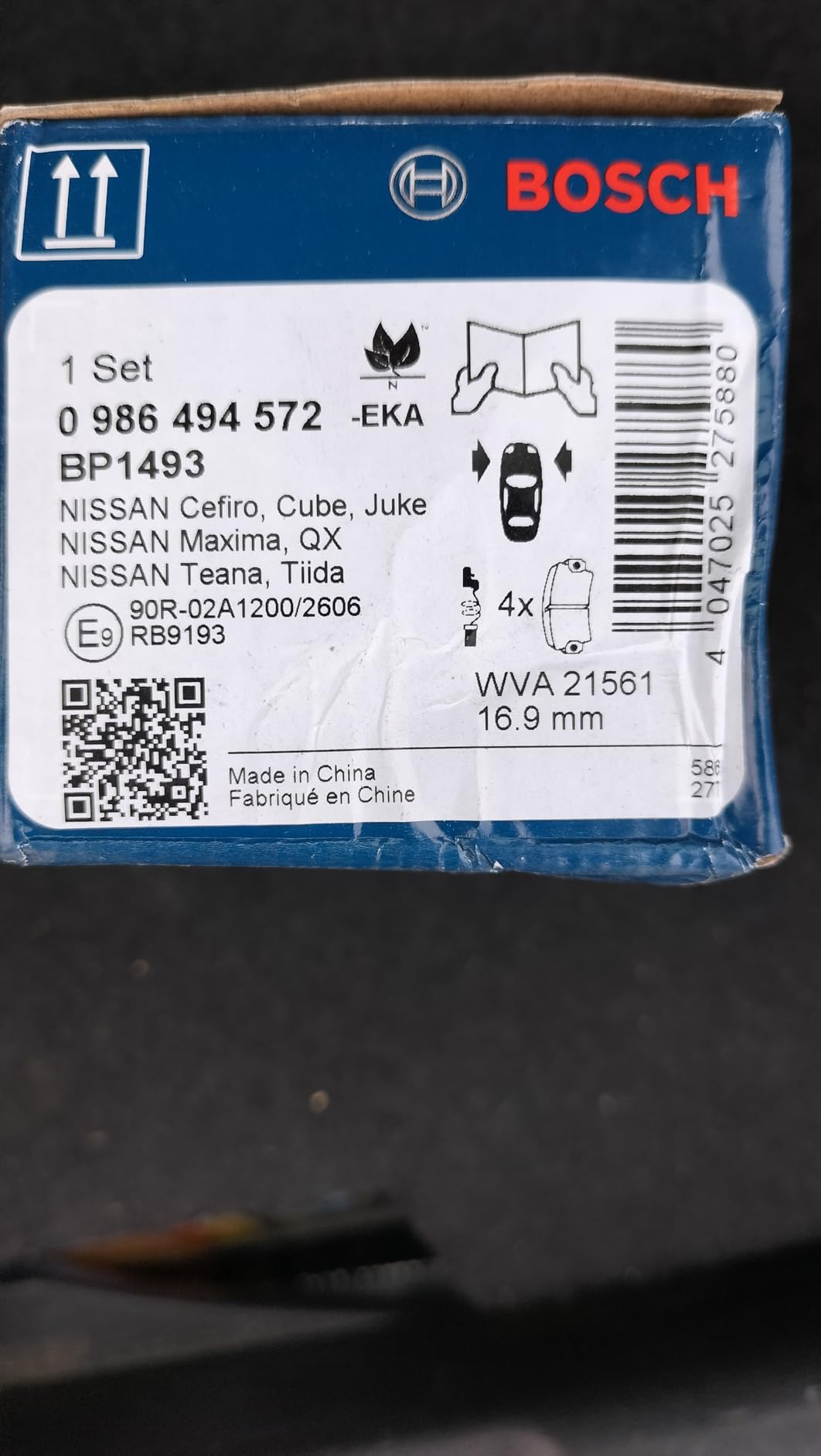 Bosch HCP Sistema frenante 0986494572 kit pastiglie freno disco con istruzioni